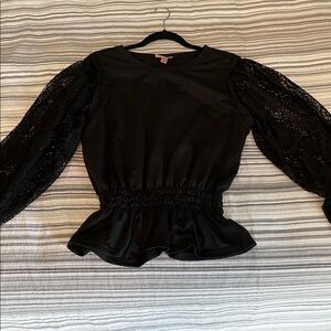 Black Top with Lace Sleeves